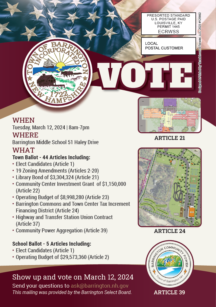 2024 Town and School Election Postcard Back