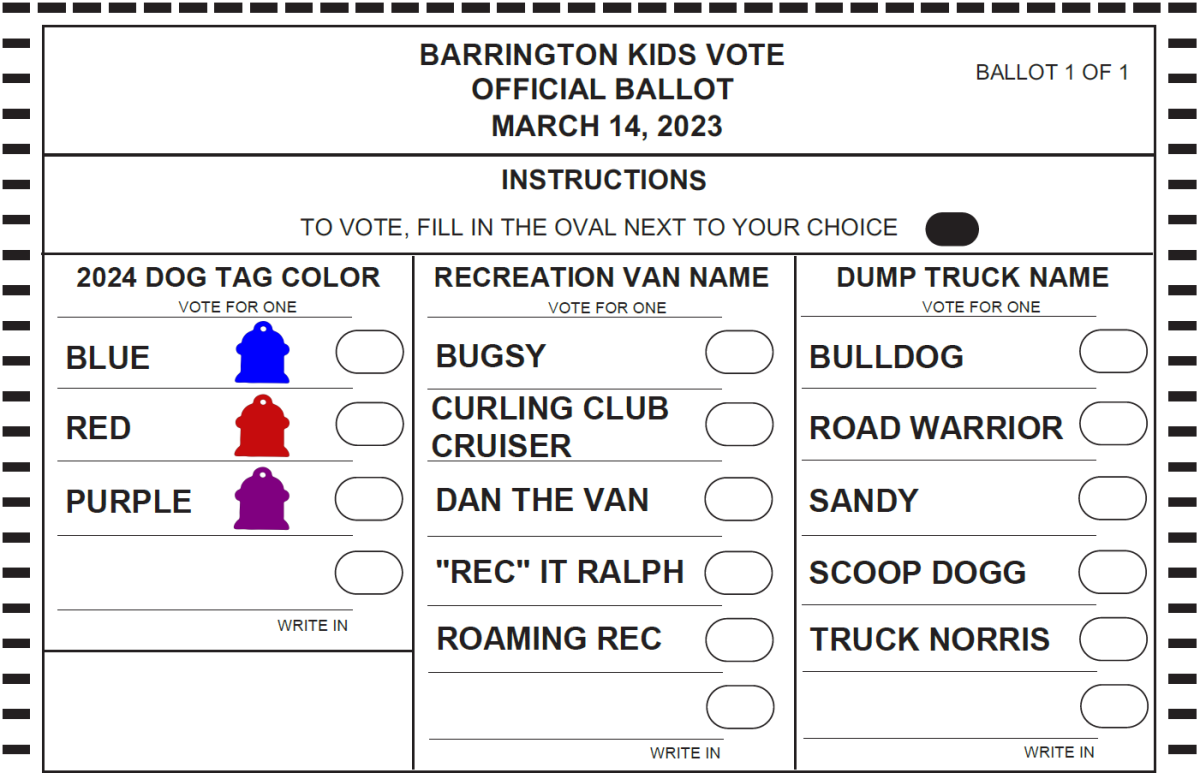 2023 Barrington Kids Vote Ballot