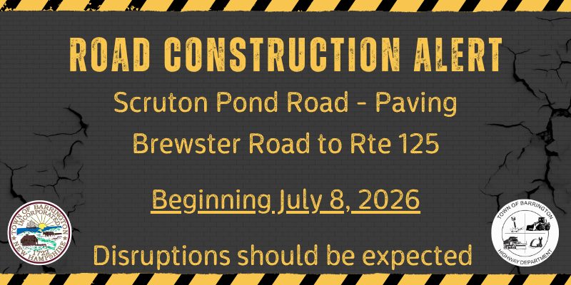 construction theme yellow and black with road cracks, Paving Scruton Pond Brewster to 125 beginning 7/8